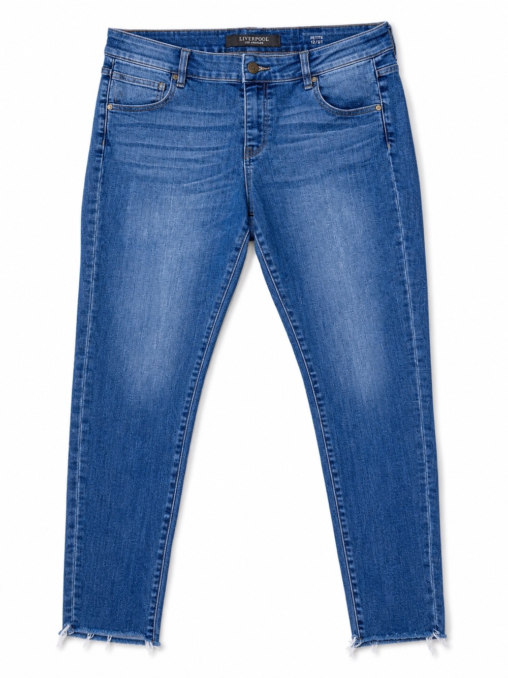 Liverpool Blue Ankle Skinny Jeans with Raw Hem